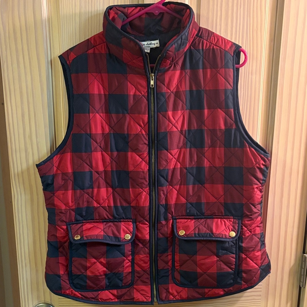 Quilted Plaid Vest - Red/Navy Women's Vest